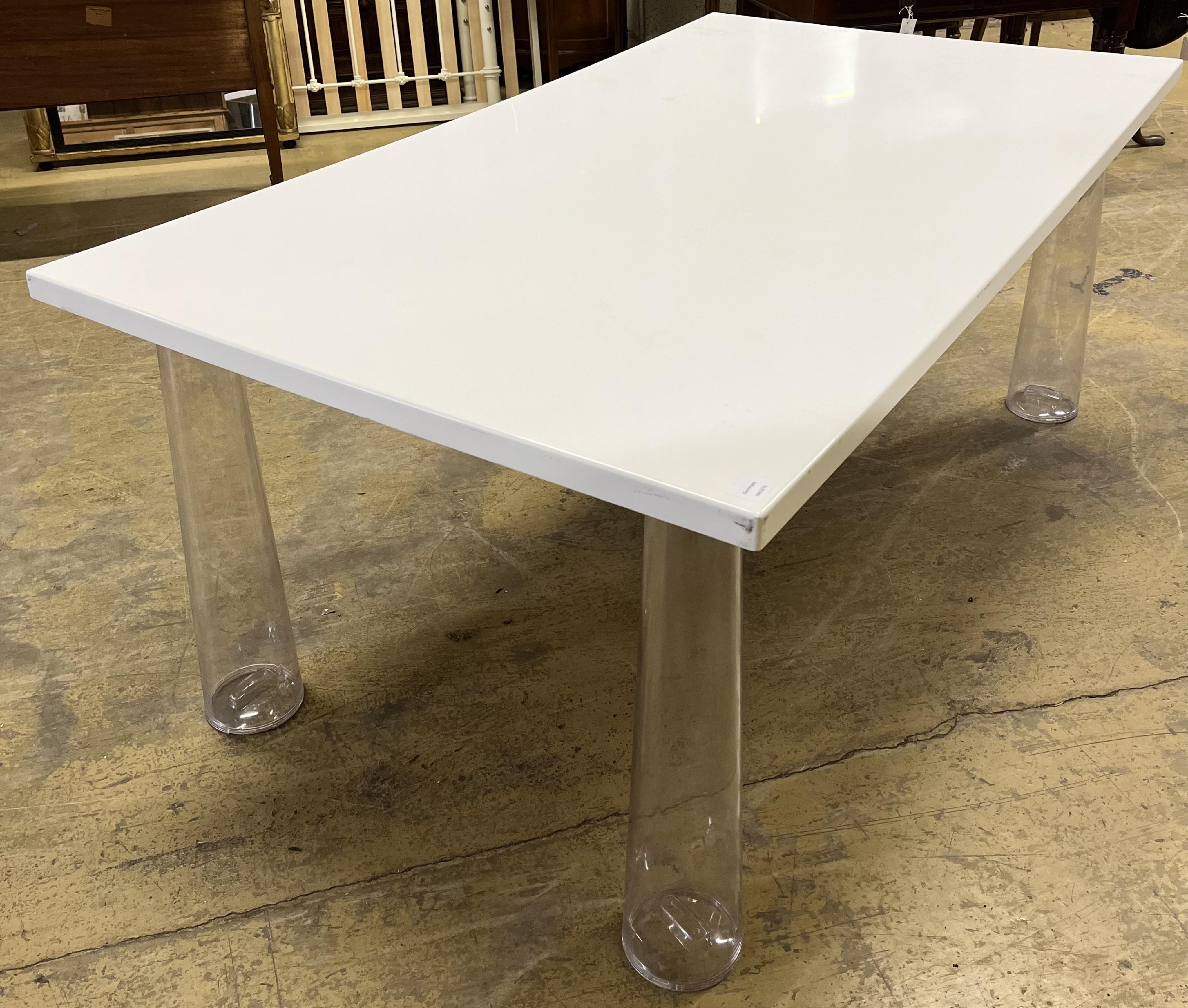 Magis, Italy, a Contemporary table with acrylic legs, width 180cm, depth 102cm, height 74cm. Condition - fair